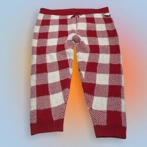 MERRY & BRIGHT Women’s 2X Red / White Soft & Fuzzy Pajama Bottoms
